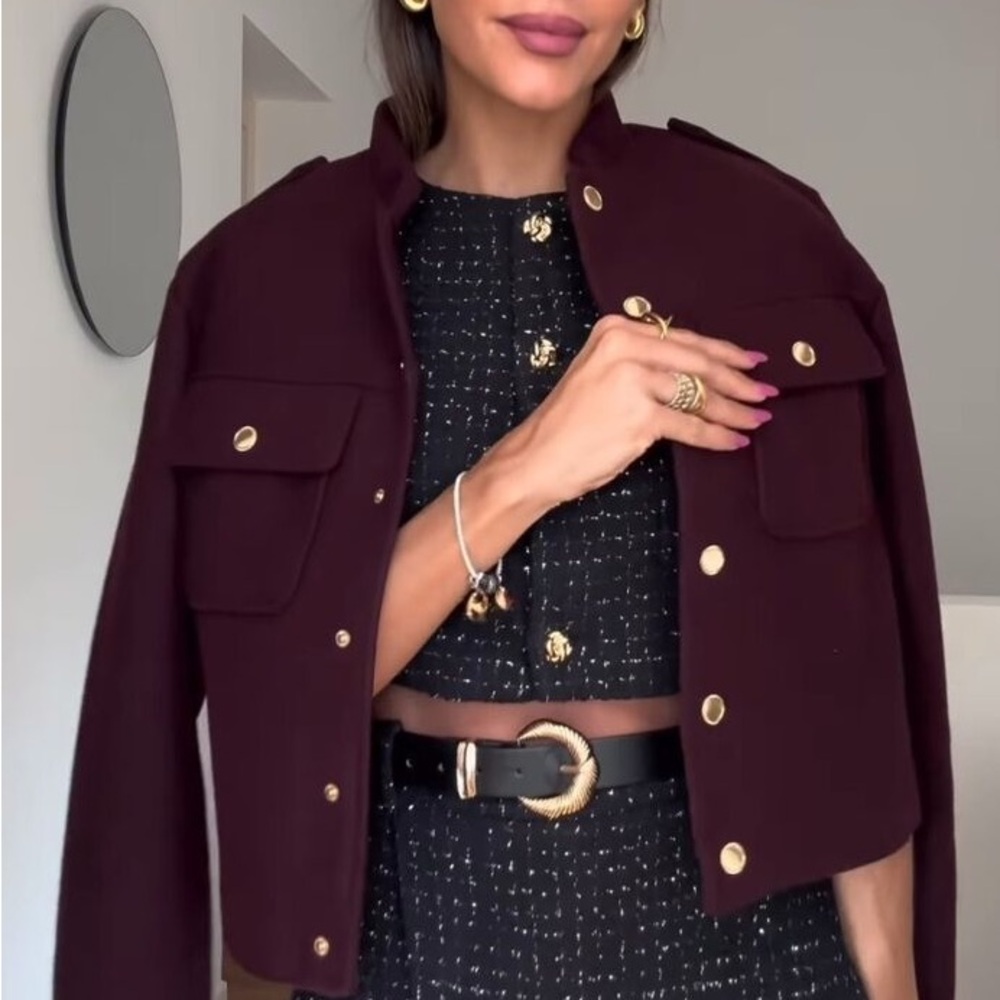 NWT Zara Navy blue soft Jacket with Gold Buttons